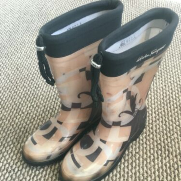 Women's Shoes Rain Boots, 7BTan Print - Picture 1 of 1